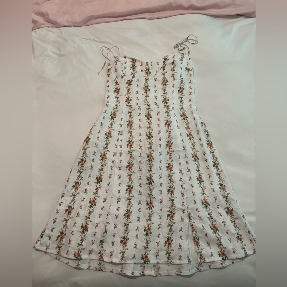 Reformation White Floral Mini Dress|Size:8